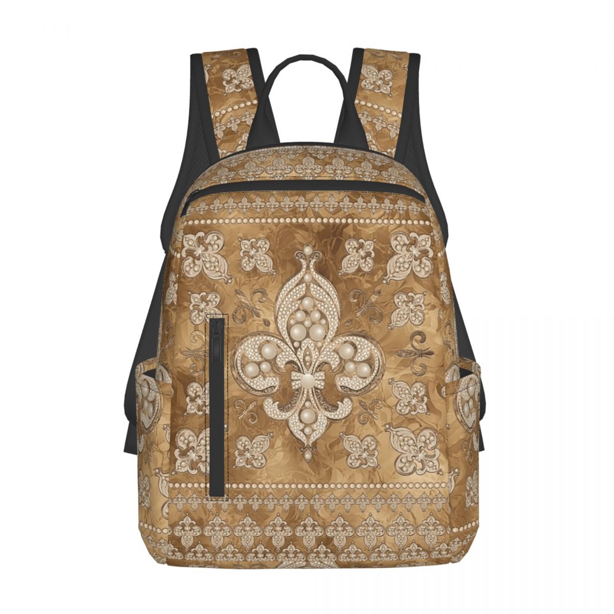 Luxury Bags For Kids - เฟลอร์-เดอ-ลิสกระเป๋าเป้สะพายหลังหรูหราประดับมุกและทองคำ กระเป๋าเป้สะพายหลังความจุขนาดใหญ่ กระเป๋าหนังสือเด็ก กระเป๋านักเรียน กระเป๋าสะพายไหล่สำหรับผู้ชายผู้หญิง