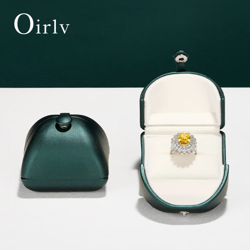 Luxury Bags List - กล่องใส่แหวนสีเขียวเข้มสุดหรู วัสดุหนังเทียมคุณภาพพรีเมียม บุผ้ากำมะหยี่นุ่ม บรรจุภัณฑ์ของขวัญสุดหรูสำหรับเครื่องประดับ