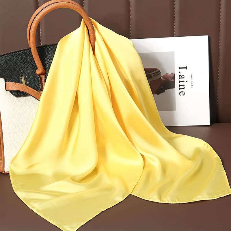 ผ้าพันคอไหมสีพื้นหรูหรา ผ้าซาต - Luxury Bags Online บทวิจารณ์และราคา